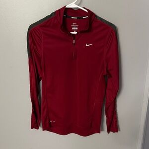 Nike Maroon and Gray Dri-FIT 1/4 Zip Running Pullover